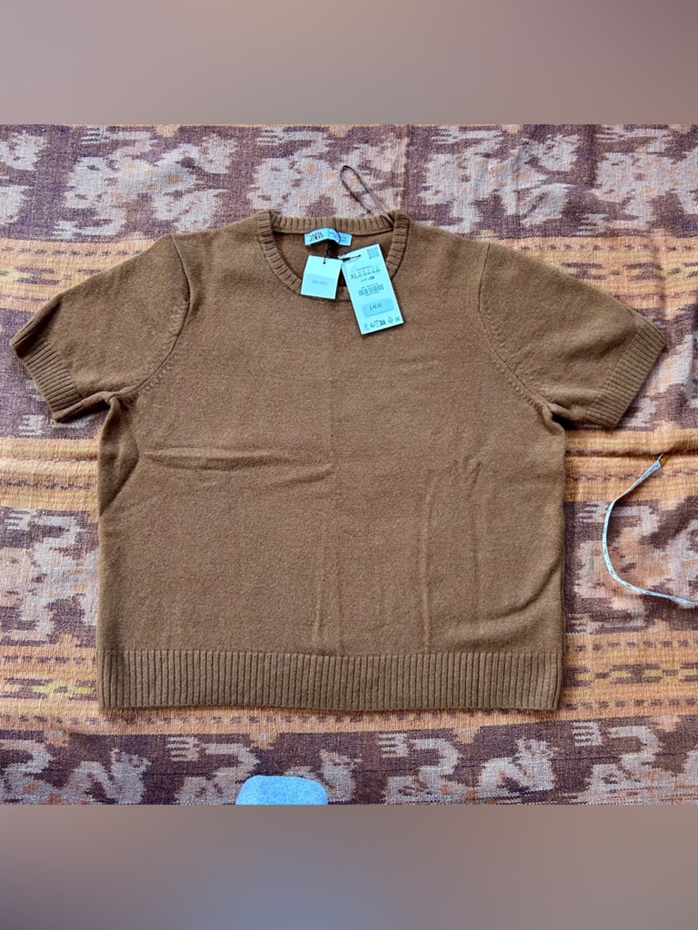 Zara Women’s Wool Camel Crewneck Short sleeve Sweater